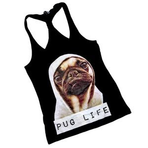 Ladies Tank Top Novelty Pug Life Large